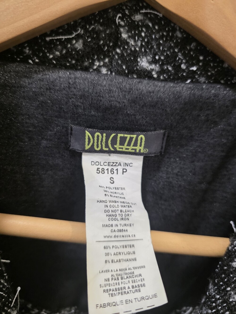 Dolcezza Black & White Textured Open Front Jacket/Cardigan – Size Small - Picture 4 of 8